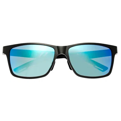 Breed Men's Blue / Grey Pyxis Polarized Titanium Rectangular Sunglasses - Blue, Gunmetal In Gray