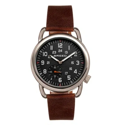 Breed Regulator Leather-band Watch W/second Sub-dial In Brown/black
