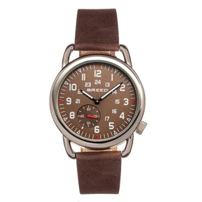 Breed Regulator Leather-band Watch W/second Sub-dial In Dark Brown