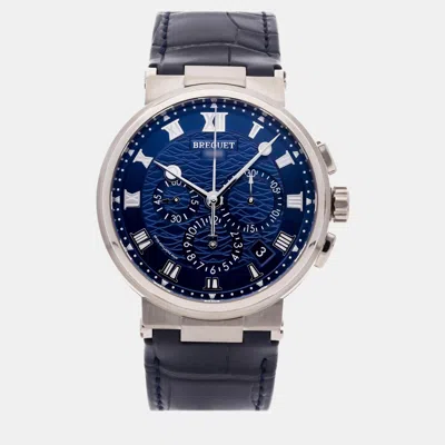 Pre-owned Breguet Blue 18k White Gold Marine 5527bb/y2/9wv Automatic Men's Wristwatch 42 Mm