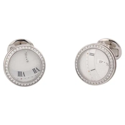 Pre-owned Breguet Cadran Guilloche Diamond 18k White Gold Cufflinks