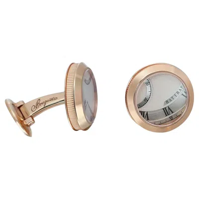 Pre-owned Breguet Cadran Guilloche Round Shape Cufflinks 18k Rose Gold Yb4590 In Red
