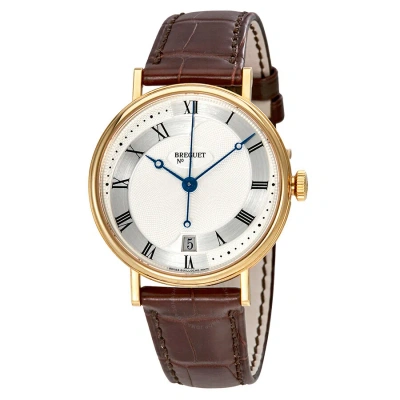 Breguet Classique 18kt Yellow Gold Automatic Silver Dial Men's Leather Watch 5197ba/15/986 In Brown