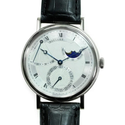 Breguet Classique Power Reserve Silver Dial Automatic White Gold Men's Watch 7137bb/11/9v6 In Black
