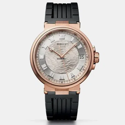 Pre-owned Breguet Marine 5517br Automatic Silver Automatic 18k Yellow Gold Men's Wristwatch 40 Mm