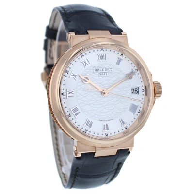 Breguet Marine Automatic Silver Dial Men's 18kt Rose Gold Watch 5517br/12/9zu In Blue