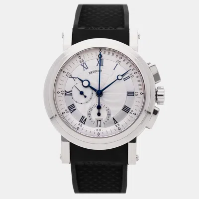 Pre-owned Breguet Marine Chronograph 5827bb/12/9z8 Automatic Silver 18k White Gold Men's Wristwatch 42 Mm