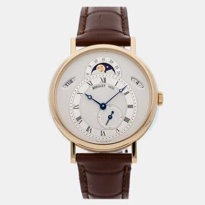 Pre-owned Breguet Classique Calendrier 7337ba/1e/9v6 Silver Automatic 18k Yellow Gold Men's Wristwat
