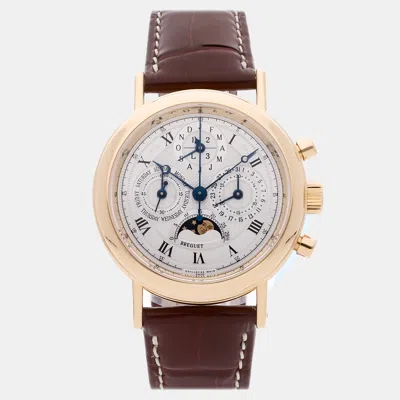 Pre-owned Breguet Perpetual Calendar Chronograph 5617 Silver Manual Winding 18k Yellow Gold Men's Wr