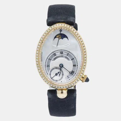 Pre-owned Breguet Reine De Naples 8908ba Automatic White 18k Yellow Gold Mop Women's Wristwatch 29mm