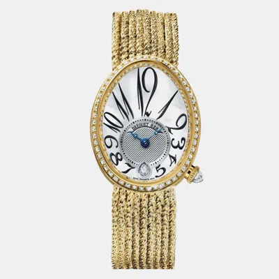Pre-owned Breguet Reine De Naples 8918ba/58/j39/d00d Rose Gold Diamond Automatic Watch 36.5 X 28.45 Mm In White