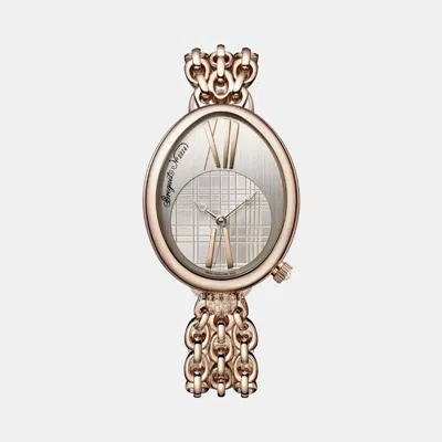 Pre-owned Breguet Silver 18k Rose Gold Reine De Naples 8968br Automatic Women's Wristwatch 35 Mm