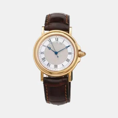 Pre-owned Breguet White 18k Yellow Gold Marine 3400ba Automatic Women's Wristwatch 35.5mm