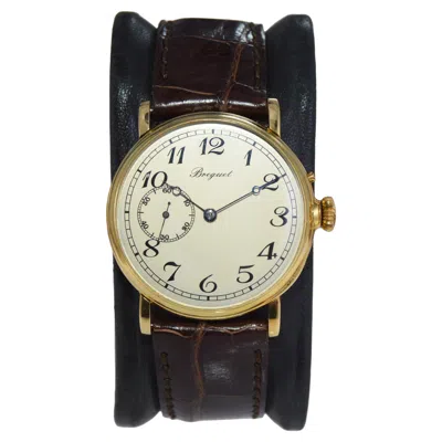 Pre-owned Breguet Yellow Gold Pin Set Manual Wind Watch, Circa 1900's