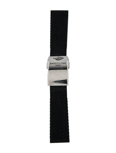 Pre-owned Breitling 22mm Watch Strap In Black