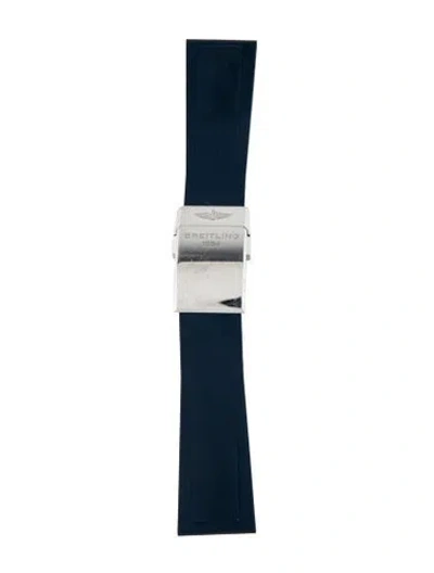 Pre-owned Breitling 24mm Watch Strap In Blue