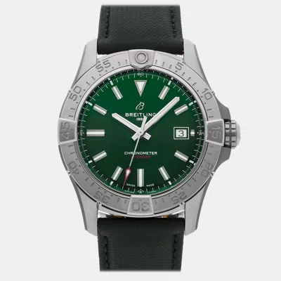 Pre-owned Breitling Avenger A17328101l1x1 Green Stainless Steel Automatic Men's Watches 42 Mm