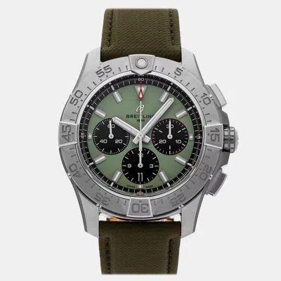 Pre-owned Breitling Avenger Ab0147101l1x1 Green Stainless Steel Automatic Men's Watches 44mm