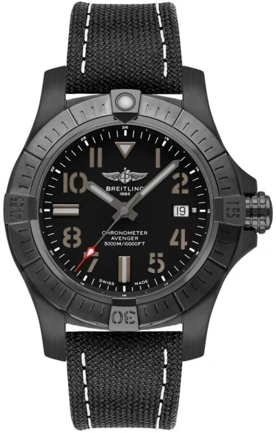 Pre-owned Breitling Avenger Automatic 45 Seawolf Black Arabic Numeral Dress Watch On Sale