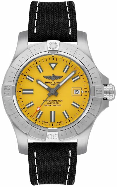 Pre-owned Breitling Avenger Automatic 45 Seawolf Yellow Men's Diving Watch A17319101i1x2