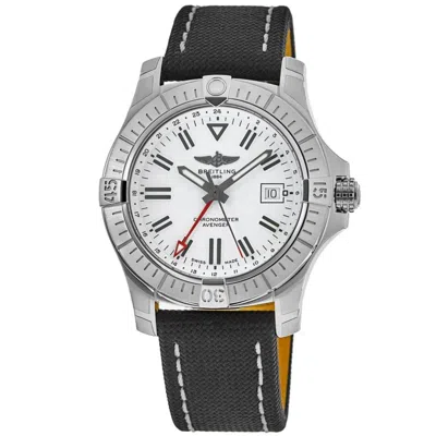 Breitling Avenger Automatic Gmt 43 White Dial Leather Strap Men's Watch A32397101a1x1