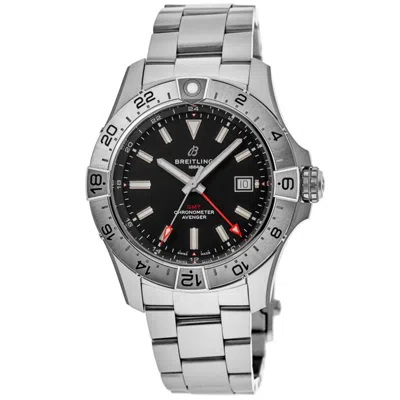 Breitling Avenger Automatic Gmt 44 Black Dial Stainless Steel Men's Watch A32320101b1a1 In Purple