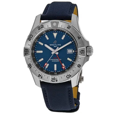 Breitling Avenger Automatic Gmt 44 Blue Dial Leather Strap Men's Watch A32320101c1x1