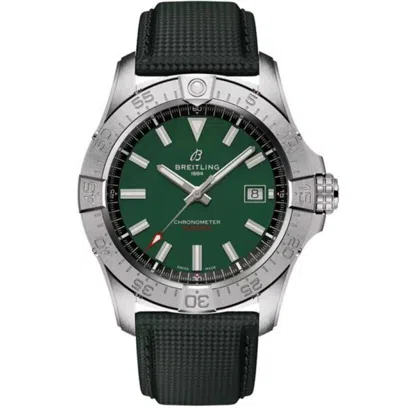Pre-owned Breitling Avenger Automatic Green Dial Leather 42 Mm Men's Watch A17328101l1x1