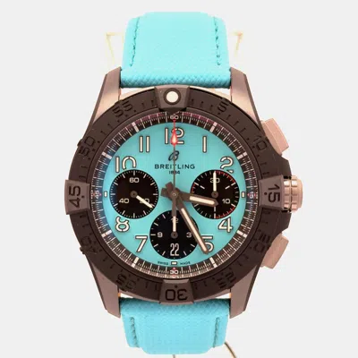 Pre-owned Breitling Avenger B01 Chronograph 42 Night Mission Sb0146101l1x1 Automatic Turquoise Ceramic Men's Wristwatch  In Blue
