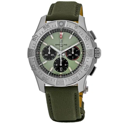 Breitling Avenger B01 Chronograph 44 Automatic Green Dial Leather Strap Men's Watch Ab0147101l1x1