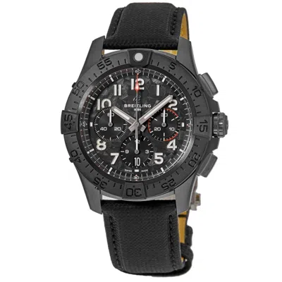 Breitling Avenger B01 Chronograph 44 Night Mission Chronograph Black Dial Leather Strap Men's Watch Sb0147101b