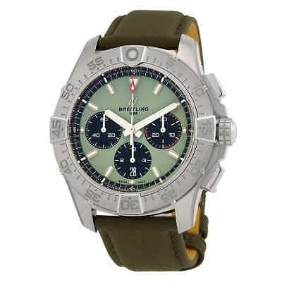 Pre-owned Breitling Avenger Chronograph Automatic Green Dial Men's Watch Ab0147101l1x1