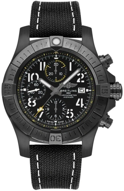 Pre-owned Breitling Avenger Chronograph Night Mission Black Steel Mens Watch For Sale