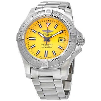 Pre-owned Breitling Avenger Seawolf Automatic Chronometer Yellow Dial Men's Watch