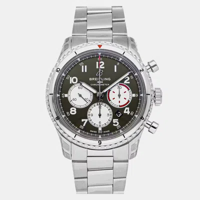 Pre-owned Breitling Aviator 8 Ab01192a1l1a1 Green Stainless Steel Automatic Men's Watches 43mm