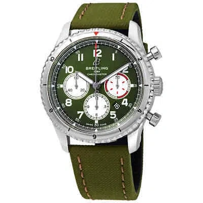Pre-owned Breitling Aviator 8 Chronograph Automatic Green Dial Watch Ab01192a1l1x1