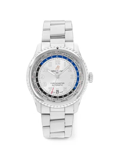 Pre-owned Breitling Aviator 8 Unitime 43mm Watch In Silver