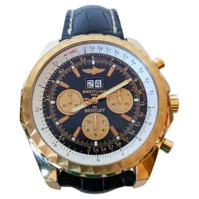 Pre-owned Breitling Bentley Motors Gt Black & White Dial Yellow Gold 46mm W/ Box & Papers