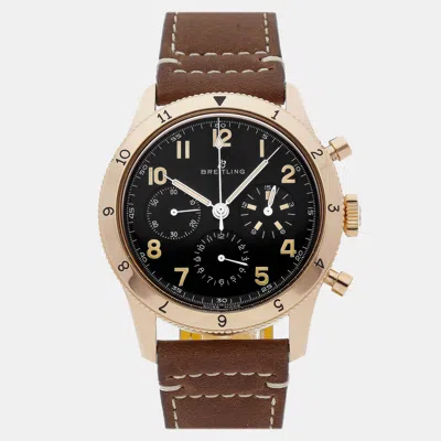 Pre-owned Breitling Black 18k Rose Gold Aviator Rb0920131b1x1 Manual Winding Men's Wristwatch 41 Mm