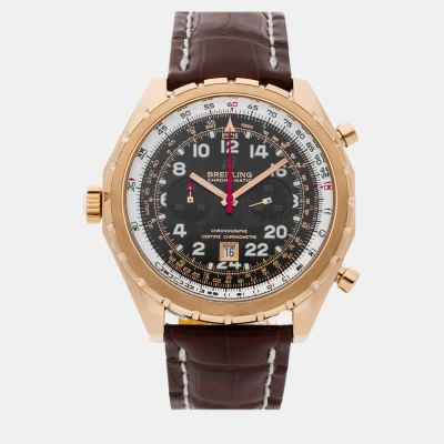 Pre-owned Breitling Black 18k Rose Gold Chronomatic H2236012/b818 Automatic Men's Wristwatch 44 Mm