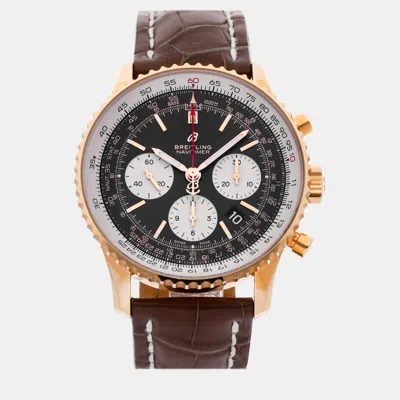 Pre-owned Breitling Black 18k Rose Gold Navitimer Automatic Men's Wristwatch 43 Mm
