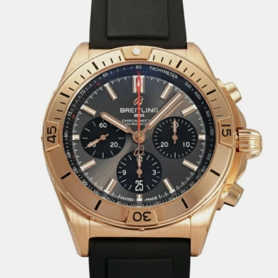 Pre-owned Breitling Black 18k Rose Gold Stainless Steel Chronomat Rb0134101b1s1 Automatic Men's Wristwatch 42 Mm