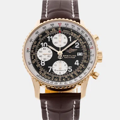 Pre-owned Breitling Black 18k Yellow Gold Navitimer Automatic Men's Wristwatch 41 Mm