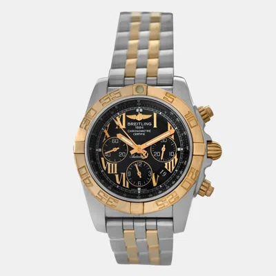 Pre-owned Breitling Black 18k Yellow Gold Stainless Steel Chronomat Cb0110 Automatic Men's Wristwatch 44 Mm