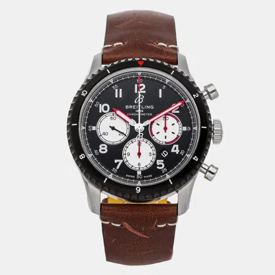 Pre-owned Breitling Black Aviator 8 B01 Ab01194a1b1x2 Stainless Steel Automatic Men's Watches 43mm