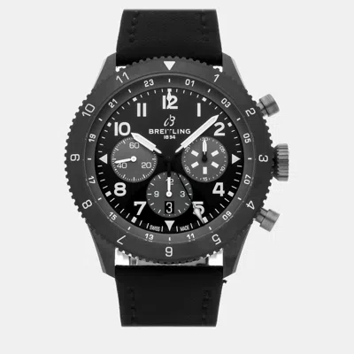 Pre-owned Breitling Black Ceramic Super Avi Sb04451a1b1x1 Automatic Chronograph Men's Wristwatch 46 Mm