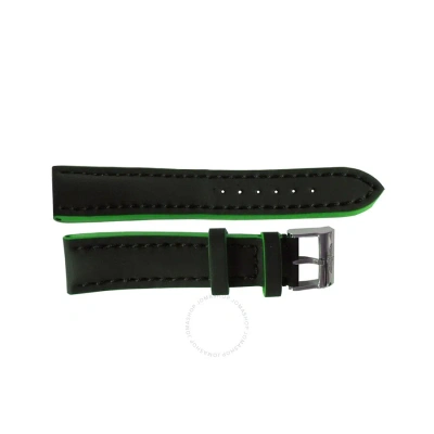 Breitling Black Leather Strap With Green Trimming
