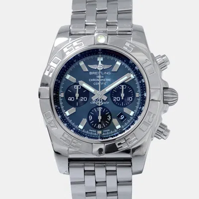 Pre-owned Breitling Black Mop Stainless Steel Chronomat Ab01114k/bd34 Automatic Chronograph Men's Wristwatch 44 Mm