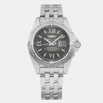 Pre-owned Breitling Black Stainless Steel Galactic Cockpit A49350 Automatic Men's Wristwatch 41mm In Grey