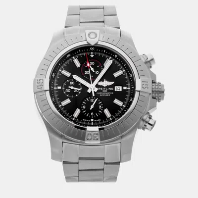 Pre-owned Breitling Black Stainless Steel Super Avenger A13375101b1a1 Automatic Men's Wristwatch 48 Mm